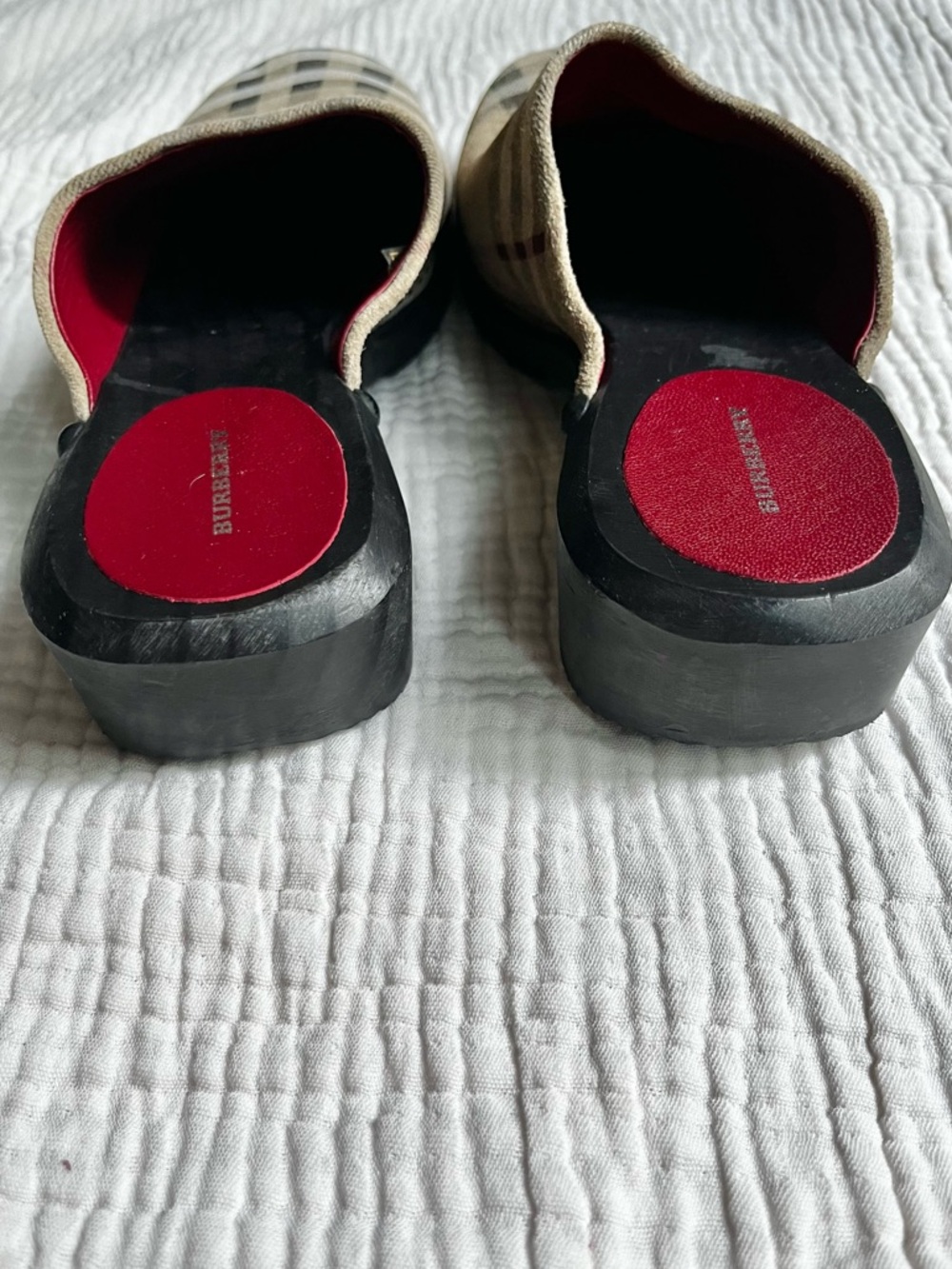 Vintage Burberry Tan Nova Check Plaid Wood Clogs Sz 38 - Picture 4 of 9